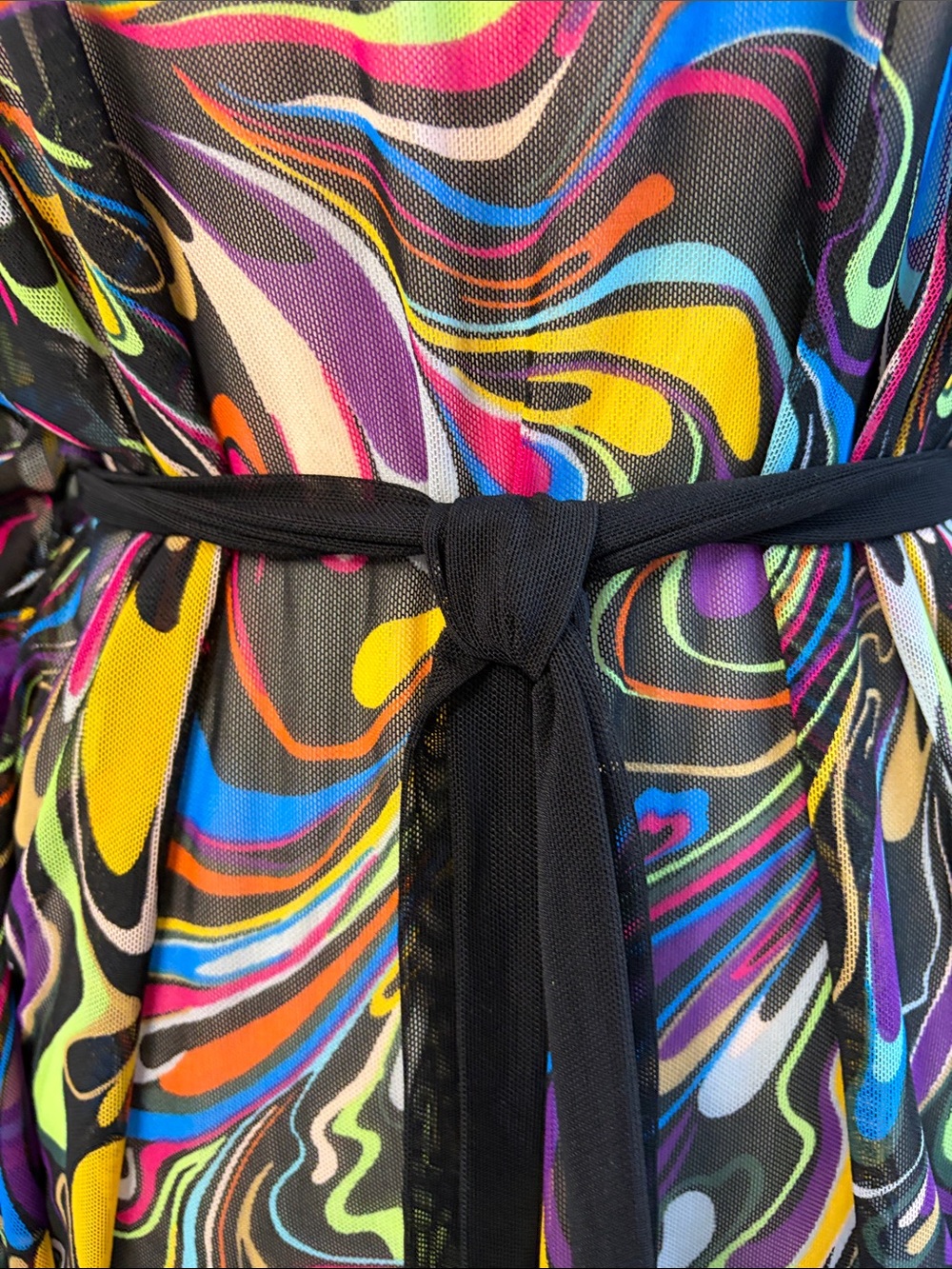 Multicolor Swirl Print Women’s Tunic with Belt - Picture 6 of 14